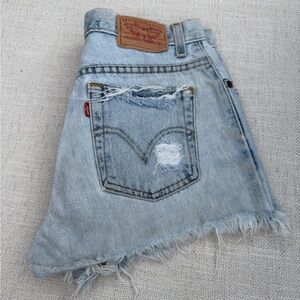 Levi's Distressed Light Blue Denim Shorts